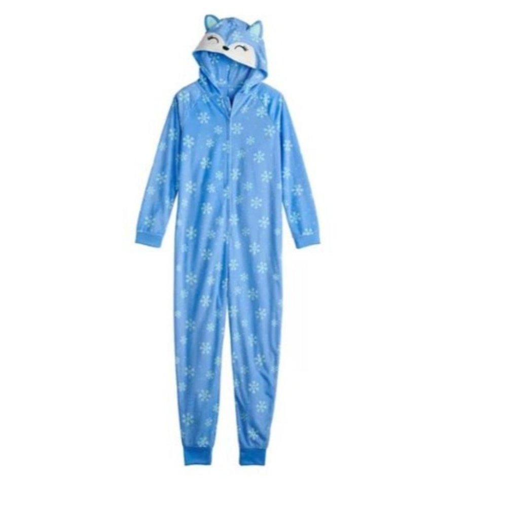 Critter One Piece Fleece Pajamas Blue